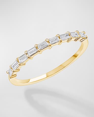 LANA 14K Gold Baguette Diamond Half Eternity Band Ring