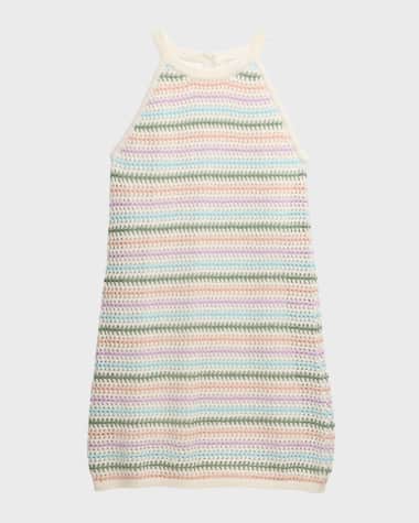 Design History Girl's Multicolor Pastel Striped Dress, Size S-XL