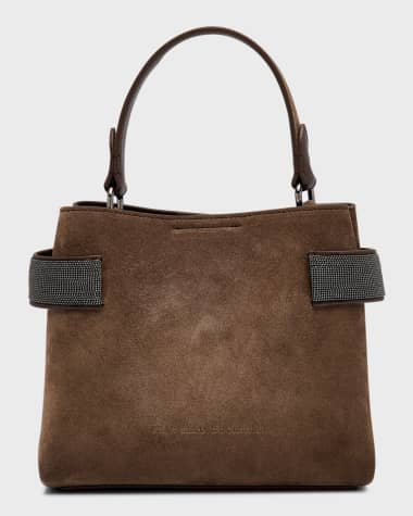 Brunello Cucinelli Essence Mini Monili Velour Top-Handle Bag