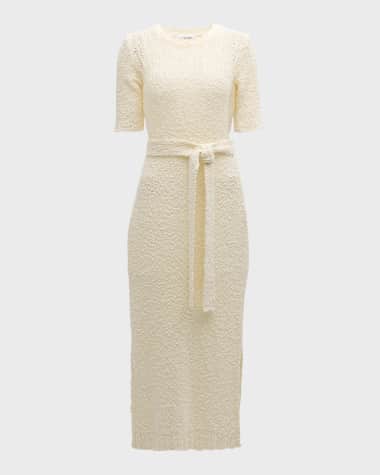 FRAME Short-Sleeve Mixed Stitch Sweater Dress