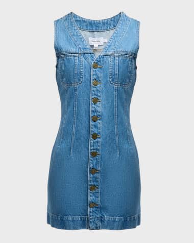 FRAME Sleeveless Denim Pocket Mini Dress