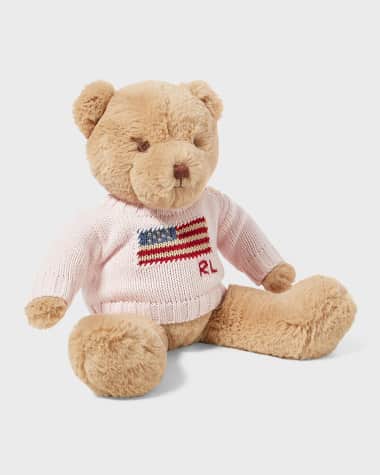 Ralph Lauren Childrenswear Kid's Small Flag Sweater Plush Polo Teddy Bear