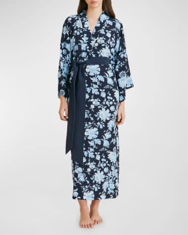 Olivia von Halle Queenie Floral-Print Silk Crepe De Chine Robe
