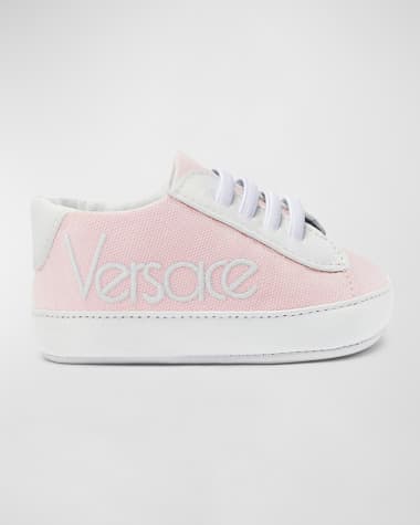 Versace Girl's Lamb Leather Prewalker Sneakers, Newborn-12M