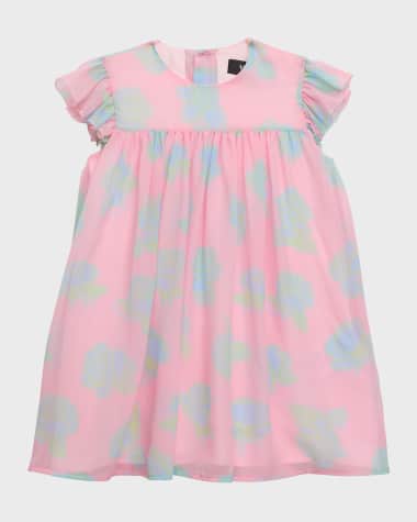 Versace Girl's Rose-Print Silk Dress, Size 12M-3