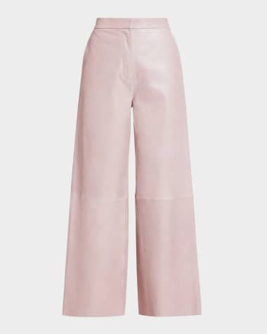LaMarque Yaren Mid-Rise Wide-Leg Leather Ankle Pants