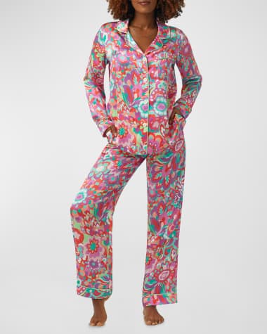 Trina Turk x Bedhead Pajamas Floral-Print Silk Satin Pajama Set