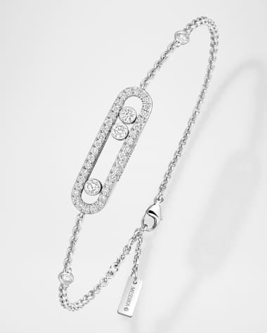 Messika Baby Move 18K White Gold Pave Diamond Station Chain Bracelet