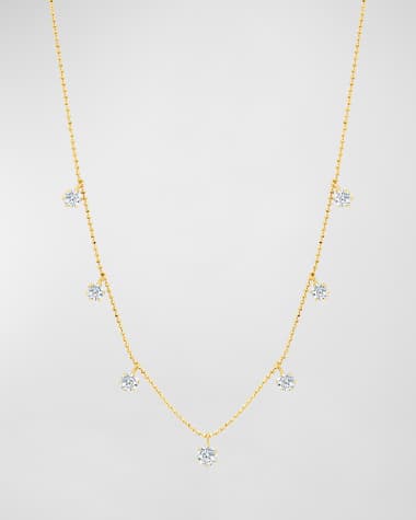 Graziela Gems 18K Medium Gold Floating Diamond Necklace