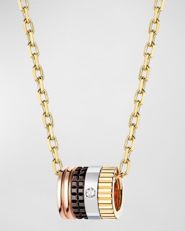 Boucheron Quatre 18K White Gold White Ceramic Large Pendant Necklace