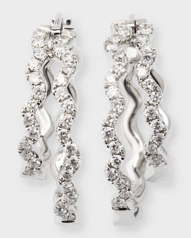 Graziela Gems 18k White Gold Diamond Double-Hoop Earrings