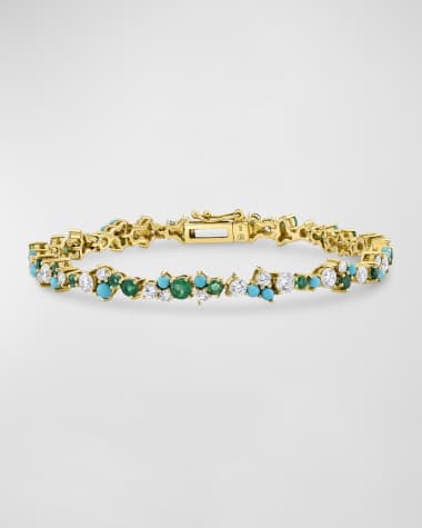 Sydney Evan Diamond, Turquoise, and Emerald Tennis Bracelet