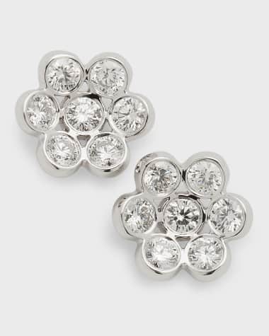 Bayco 18k White Gold Diamond Floral Stud Earrings