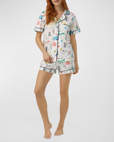 BedHead Pajamas Printed Organic Cotton Jersey Shorty Pajama Set