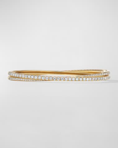 David Yurman 2-Row Pave Crossover Bracelet with Diamonds in 18K Gold, 5.5mm