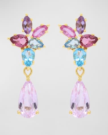 Stevie Wren 18K Yellow Gold Cluster Gem Interchanging Drop Earrings