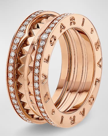 BVLGARI B.Zero1 Rock Studded Diamond Pave Ring in 18K Rose Gold