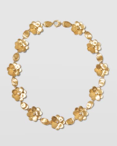 Marco Bicego 18K Yellow Gold Flower Collar Necklace with Diamonds