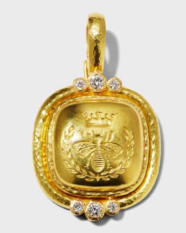 Elizabeth Locke 19K Yellow Gold Q Bee Diamond Pendant