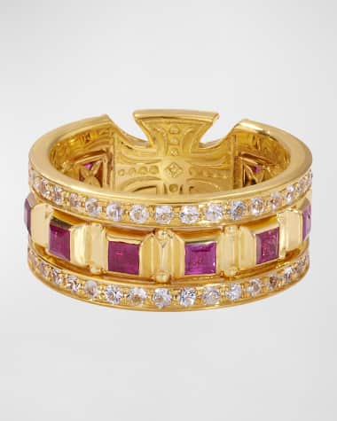 Konstantino Ruby and White Sapphire Ring, Size 7