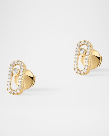 Messika MOVE UNO 18K YELLOW GOLD GOLD PAVÉ STUD EARRINGS