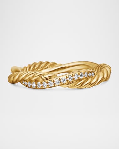 David Yurman Petite Infinity Band Ring with Diamonds in 18K Gold, 4mm