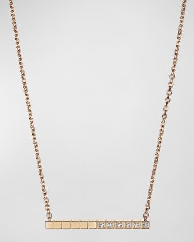 Chopard Ice Cube 18K Rose Gold Diamond Bar Necklace