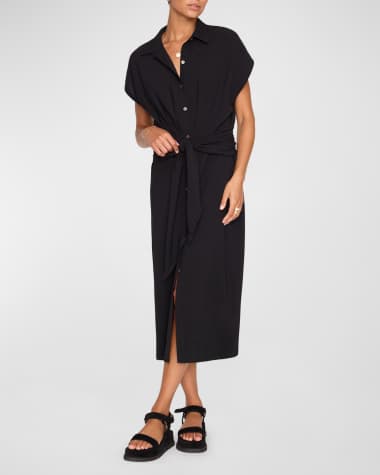 Brochu Walker Setia Dolman-Sleeve Tie-Waist Midi Shirtdress