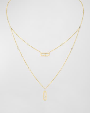 Messika Move Uno 18K Yellow Gold 2-Row Diamond Necklace