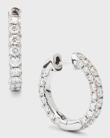 Graziela Gems 18k White Gold 3-Side Diamond Hoop Earrings