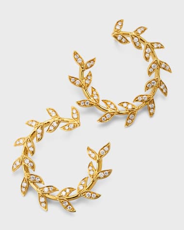 Graziela Gems 18k Gold Folha Diamond Forward-Facing Hoops