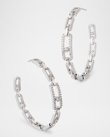 Messika MOVE LINK PAVE HOOP EARRINGS IN 18K WHITE GOLD