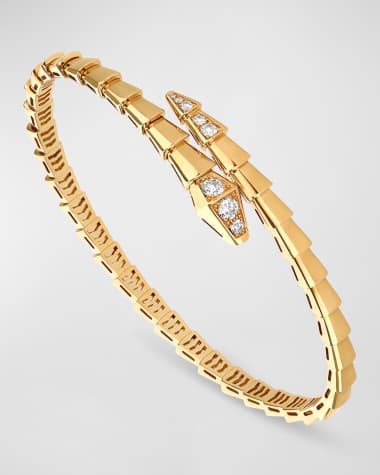 BVLGARI 18K Yellow Gold Serpenti Viper Pave Bracelet