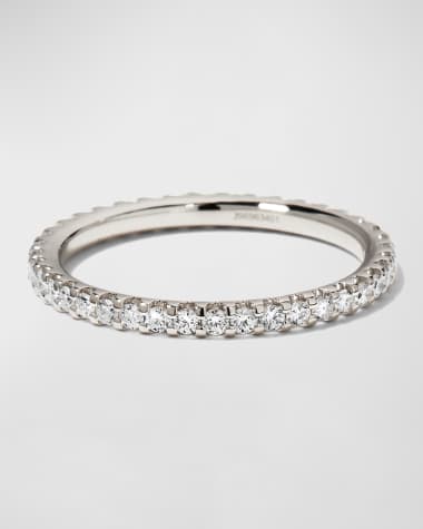 Memoire Platinum Round Diamond Eternity Ring, Size 6.5, 0.46-0.55tcw