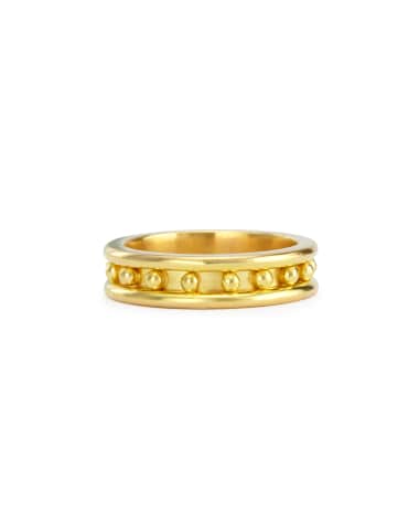 Elizabeth Locke 19K Gold Granulated Stack Ring, Size 6.5