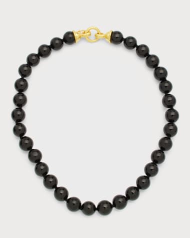 Elizabeth Locke 19K Black Onyx Cassandra Clasp Necklace