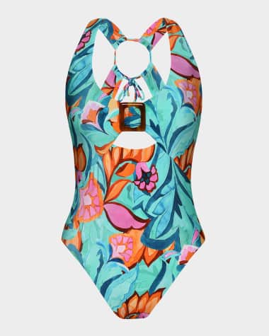 Sunshine 79 Sunshine Solids Keyhole V-Plunge One Piece - Electric Pink