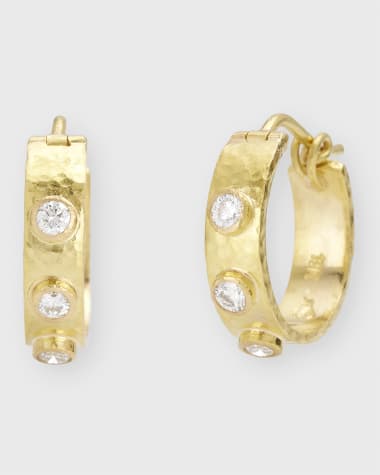 Elizabeth Locke 19K Flat Ribbon Hoop Earrings with Diamonds, 0.5"L