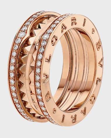 BVLGARI B.Zero1 Rock Studded Diamond Pave Ring in 18K Rose Gold