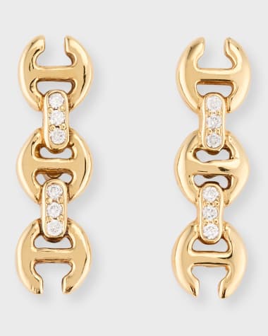 Hoorsenbuhs 18K Yellow Gold 3mm Toggle Stud Earrings with Diamond Bridges
