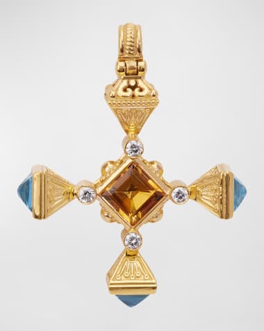 Konstantino Citrine, Swiss Blue Topaz and White Diamond Pendant