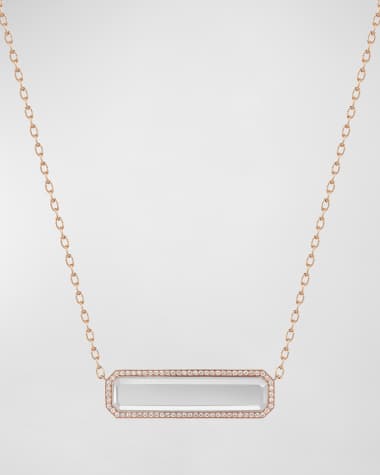 Walters Faith Belle Rose Gold East-West Rock Crystal Tablet Necklace