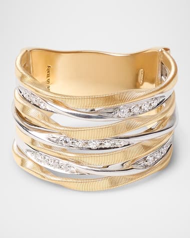 Marco Bicego 18K Yellow Gold Marrakech Onde 7-Strand Coil Ring With Diamonds Strands