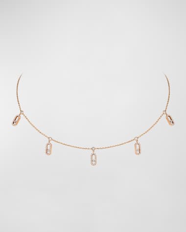 Messika MOVE UNO 18K ROSE GOLD TASSEL PAVE CHOKER NECKLACE
