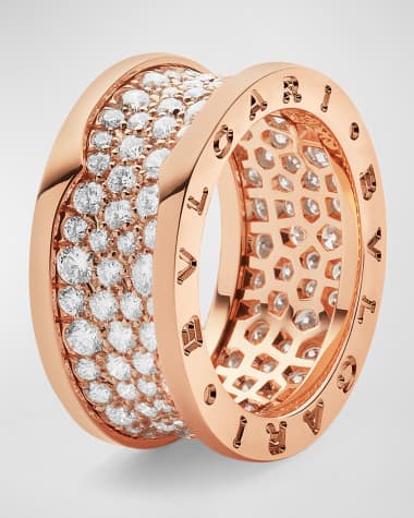 BVLGARI 18K Rose Gold B.zero1 Pavé Diamond Ring