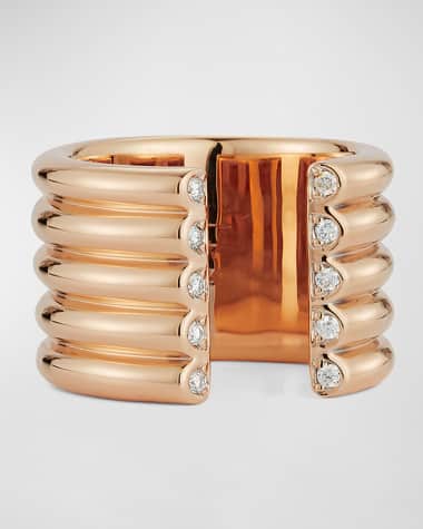 Walters Faith Thoby Rose Gold 5-Row Tubular Open Ring with Diamonds