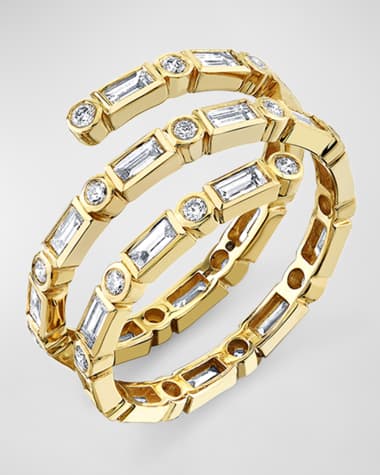 Sydney Evan 14k Yellow Gold Diamond Coil Ring, Size 6.5