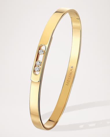 Messika MOVE NOA 18K YELLOW GOLD 3-DIAMOND BANGLE, SIZE M