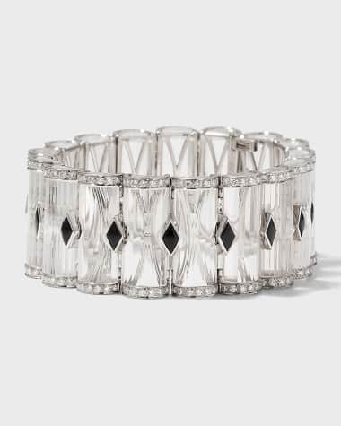 Oscar Heyman Platinum Black Jade Bracelet with Diamonds