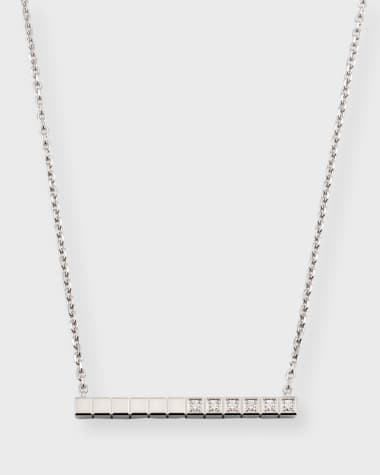 Chopard Ice Cube 18K White Gold Diamond Bar Necklace